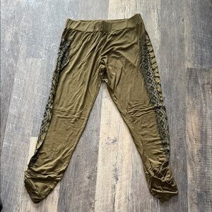 Lauren Moshi Olive Leggings with Black and Gold Details